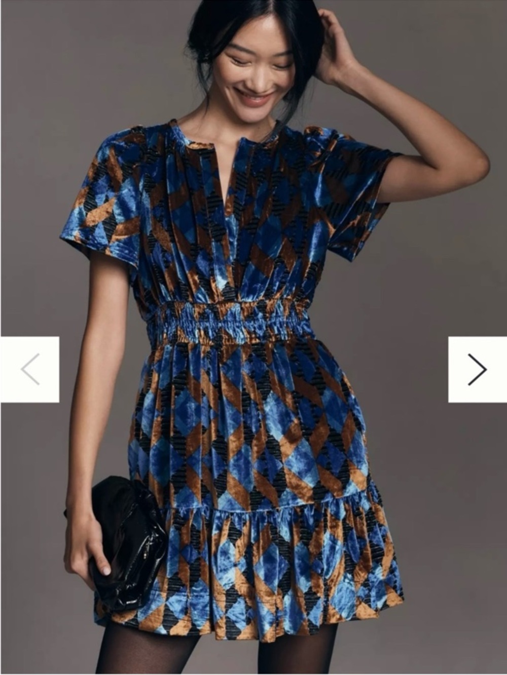 ANTHROPOLOGIE Like New Blue and Brown Short Somerset Dress